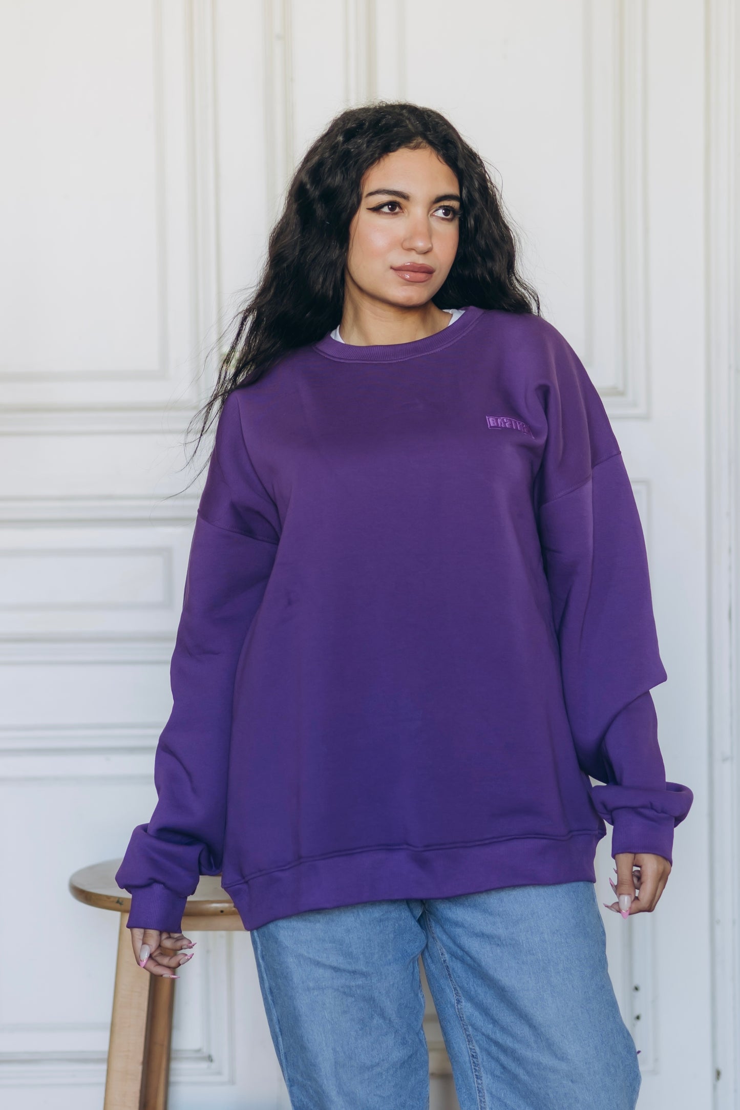 Purple BAZIKZ Heavy Oversized Crewneck