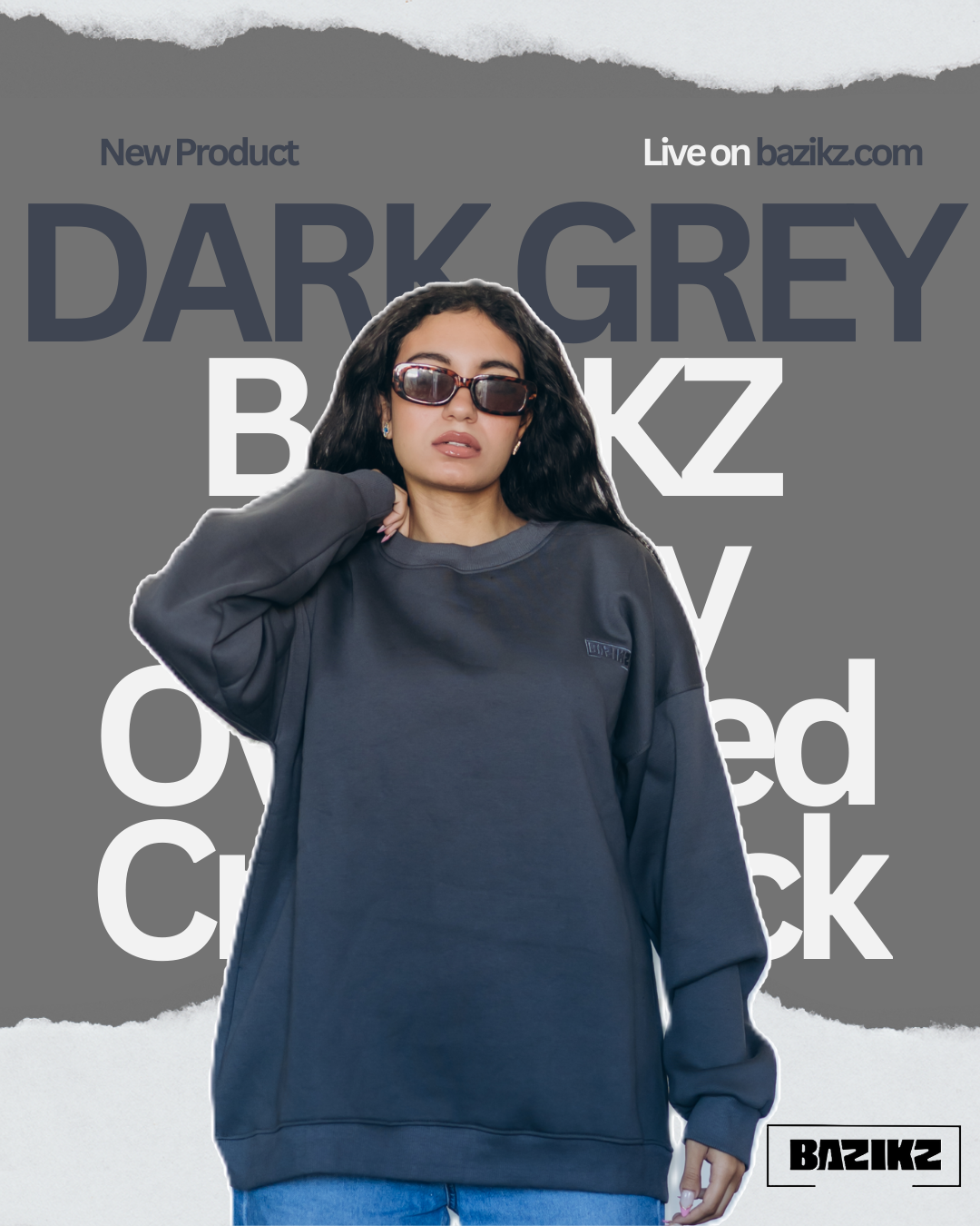 Dark Grey BAZIKZ Heavy Oversized Crewneck