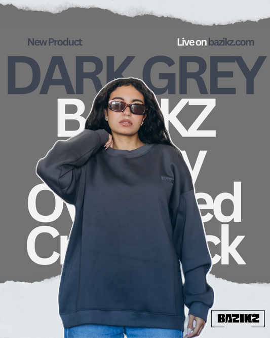 Dark Grey BAZIKZ Heavy Oversized Crewneck