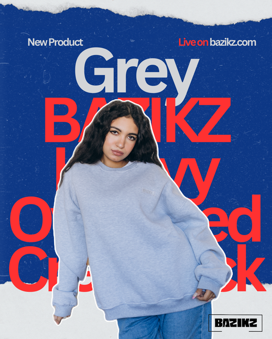Grey BAZIKZ Heavy Oversized Crewneck