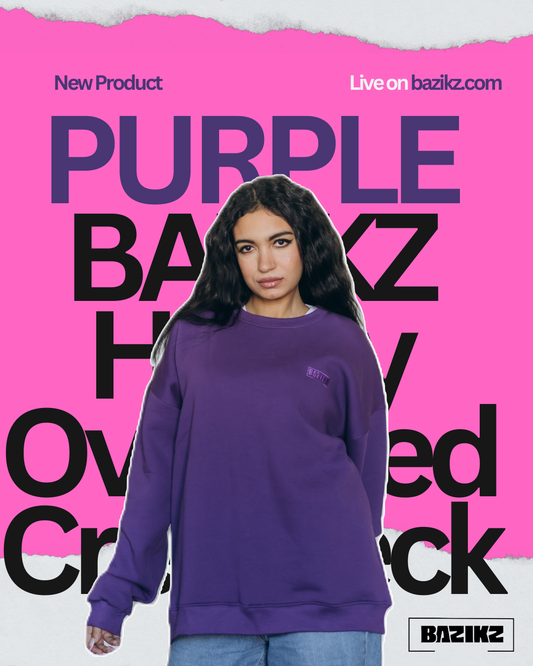 Purple BAZIKZ Heavy Oversized Crewneck