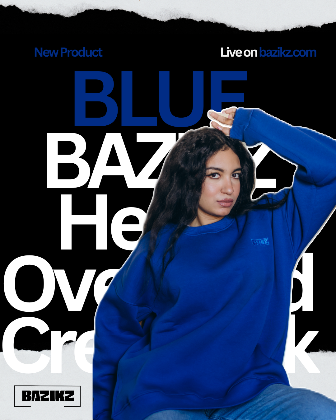 Blue BAZIKZ Heavy Oversized Crewneck
