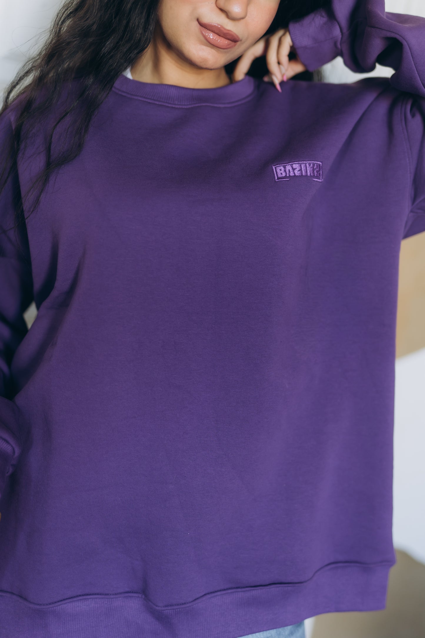 Purple BAZIKZ Heavy Oversized Crewneck