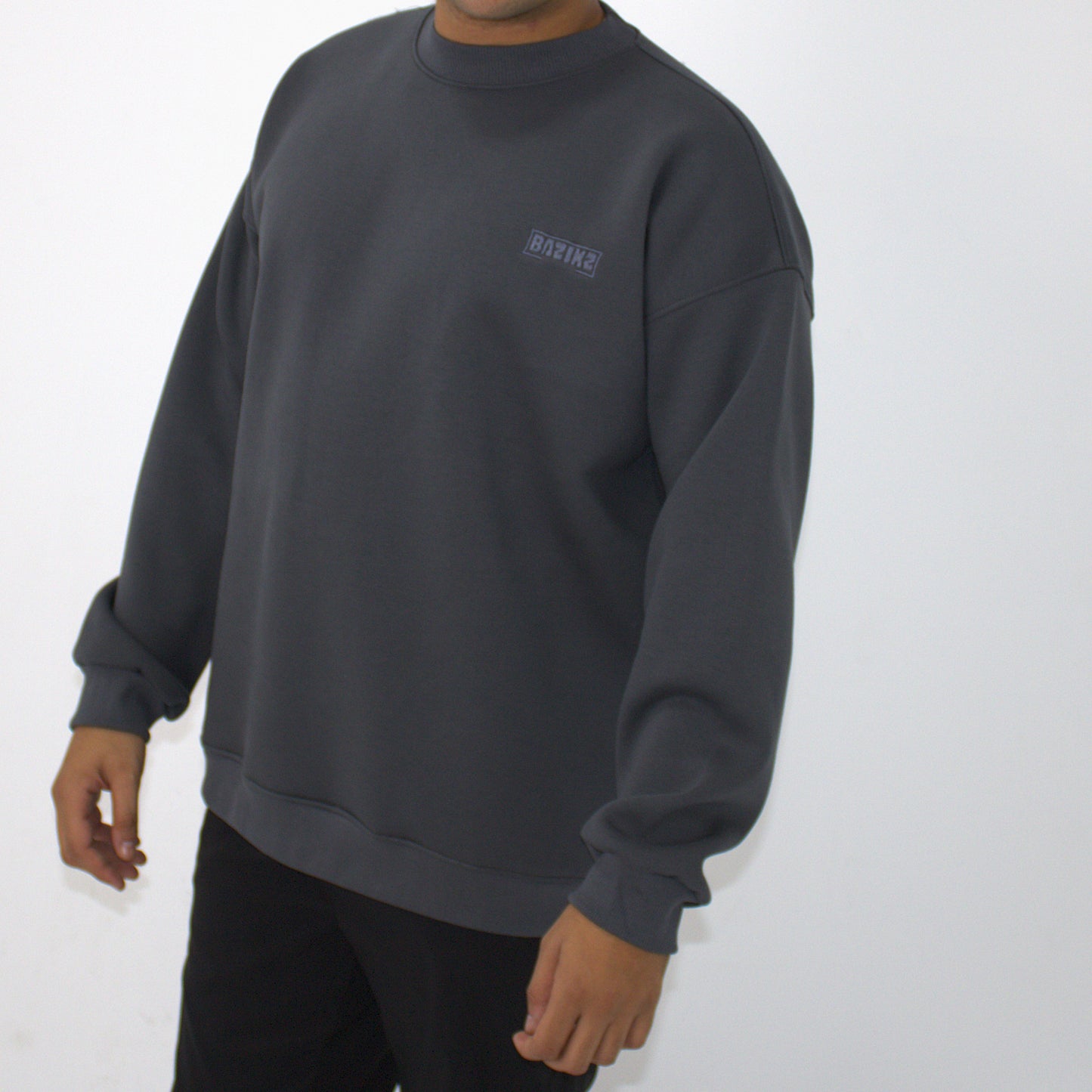 Dark Grey BAZIKZ Heavy Oversized Crewneck